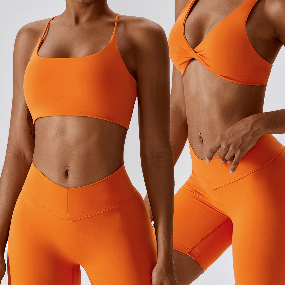 New Seamless Pleated Smiley Face Sling Umbilical Exposed Yoga Bra High Elastic Running Fitness Suit Women