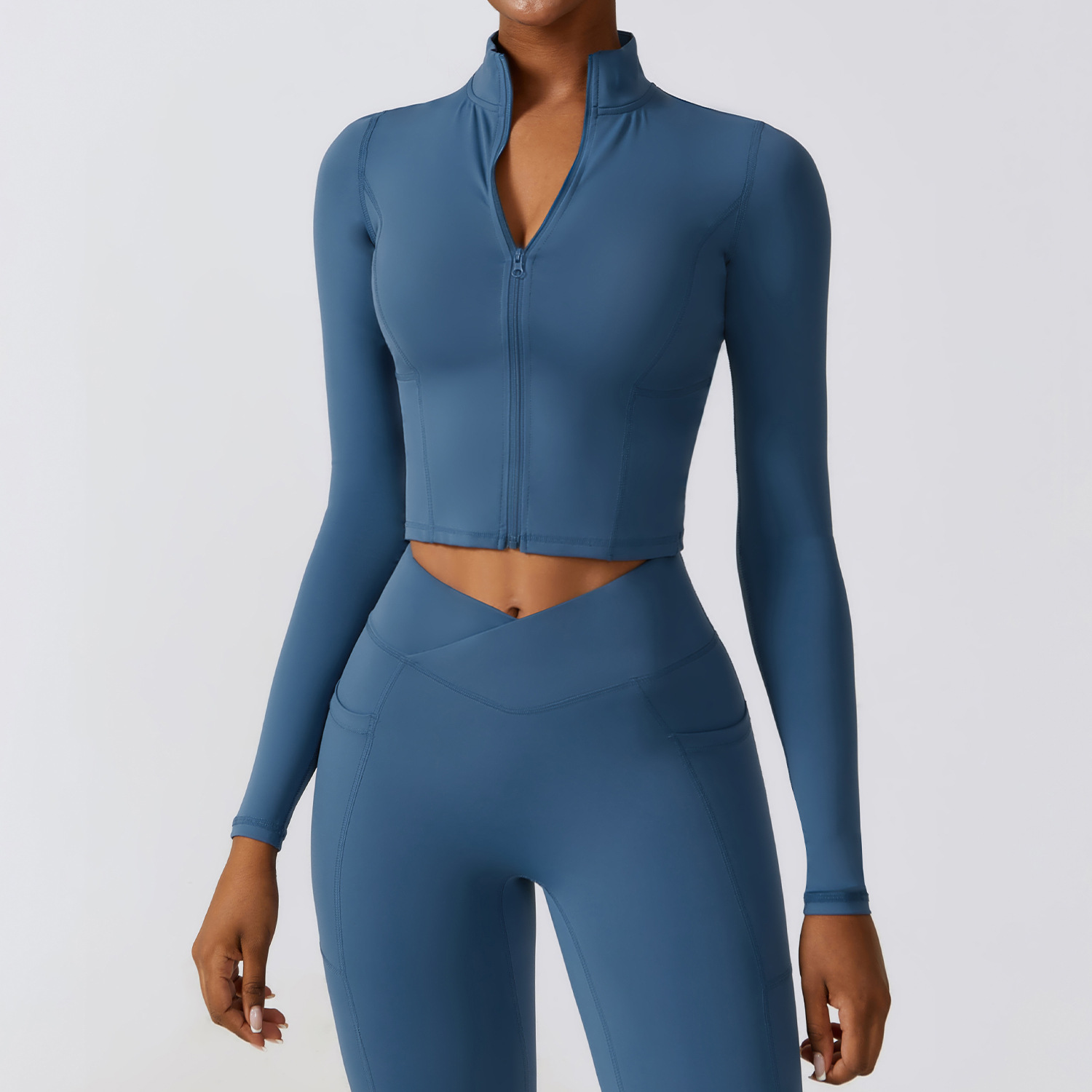 Slim Tracksuit Workout Top Female Training Jackets Zipper Long Sleeve Yoga Sports Coat