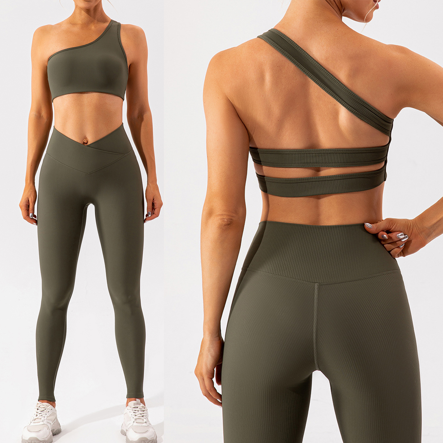 2023 new style seamless fitness yoga clothes women's high elastic tight sports bra running leggings set wholesale