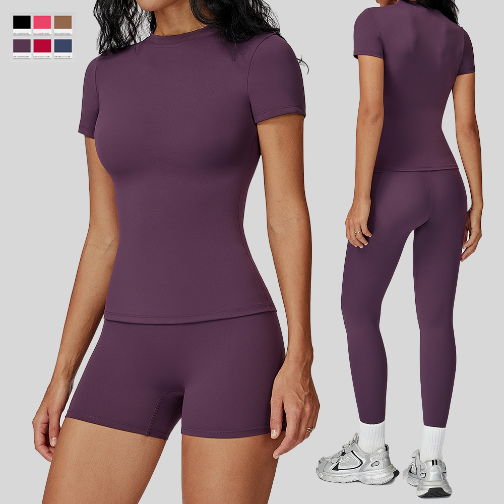 Wholesale Yoga Wear Custom Logo Fitness Clothing Women's Sports T-Shirts Sculpt Pants Sports Active Set